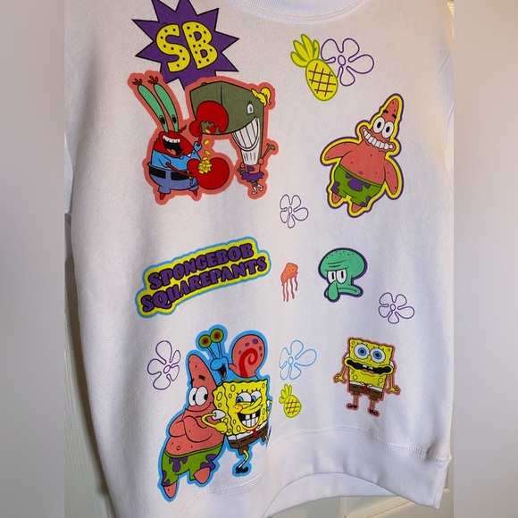 Rue21 Women’s S Pullover Sweatshirt White Nickelodeon SpongeBob SquarePants NWT - Picture 4 of 6